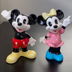 Vintage Mickey Mouse and Minnie Mouse Figurines